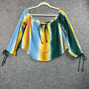 BCBGeneration Cropped Off The Shoulder Top Womens S Boho Hippie Bold Festival‎